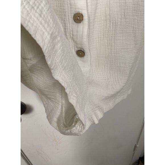 J Robert's White Women Romper Gauze Material Bikini Cover Up Collared Size S/M - Picture 6 of 11